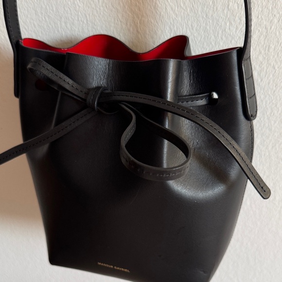Mansur Gavriel Black and Red Mini Bucket Bag - Picture 6 of 11